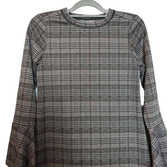 Michael Stars Glen Plaid Dress w/ Flouncy Drop Waist & Bell Sleeves Sz. XS - Picture 9 of 13